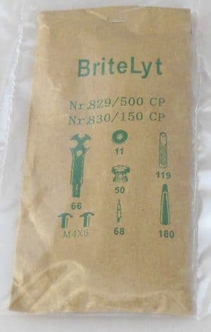 Tool parts kit that is included with every BriteLyt lamp